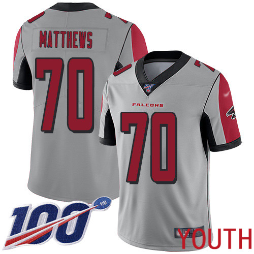 Atlanta Falcons Limited Silver Youth Jake Matthews Jersey NFL Football 70 100th Season Inverted Legend